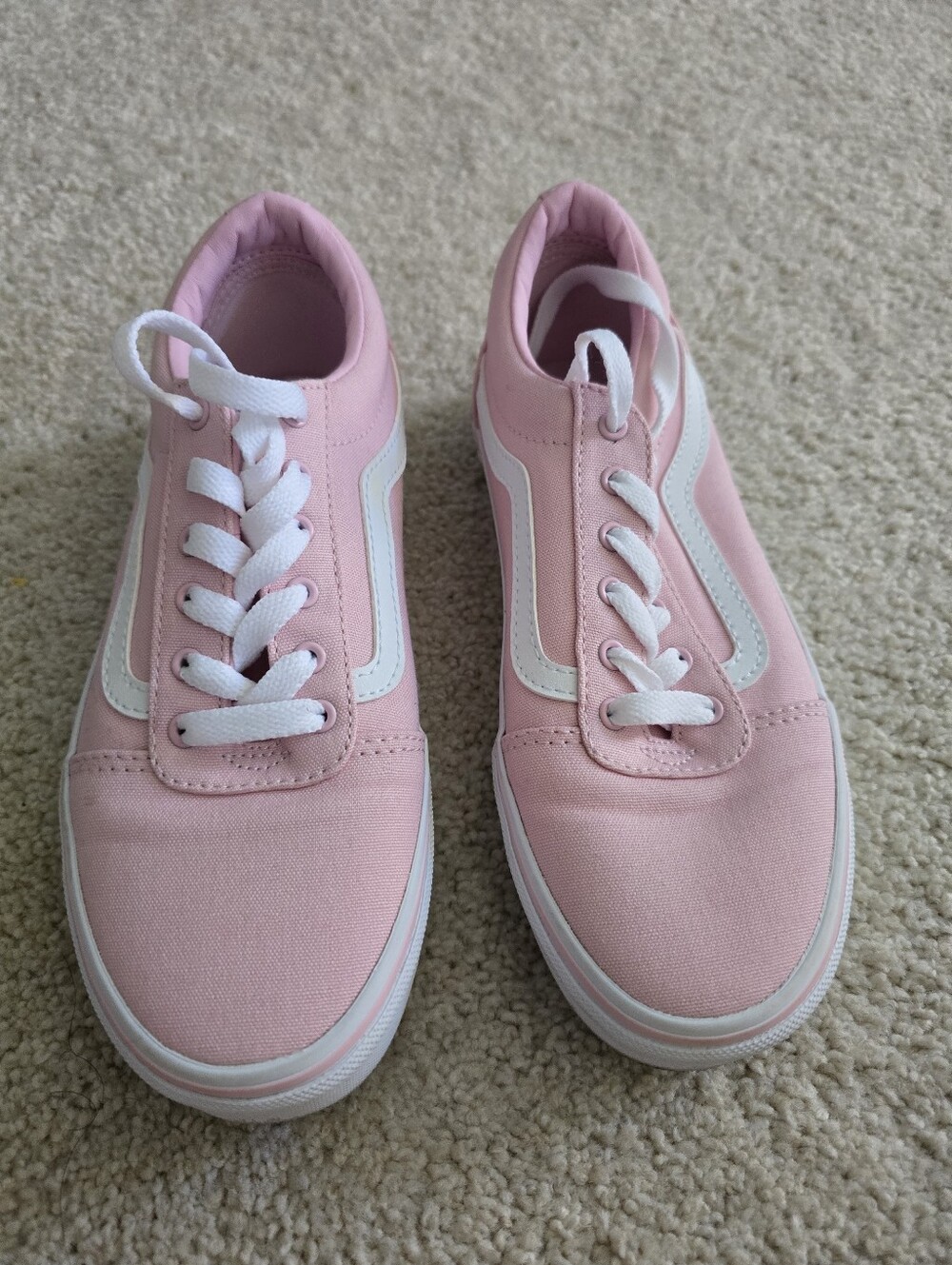 Classic Low-Top Vans Canvas Sneakers in Pink with White Accents